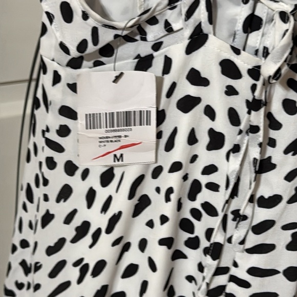 NWT Forever 21 Lined Black and White Polka Dot Ruffle Dress - Picture 6 of 8